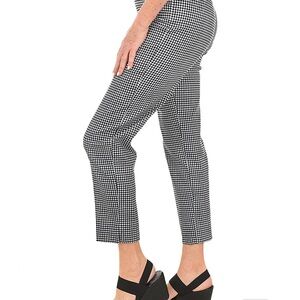 Checkered Pull On Black and White Ankle Pants